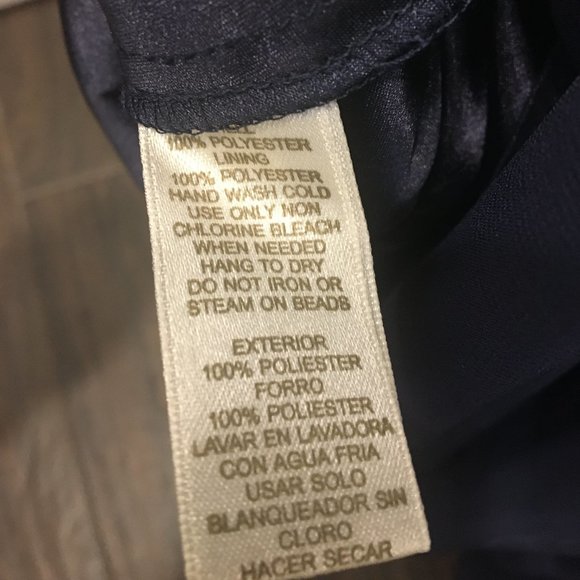 Eliza J Beaded Halter Tiered Chiffon Gown in Navy - Picture 7 of 7